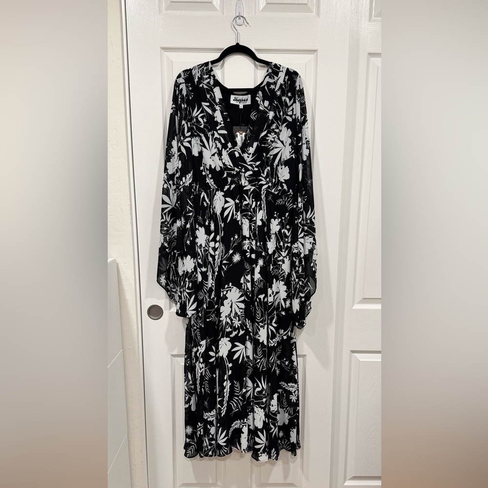 MEGHAN LA Sunset Surplice Floral Chiffon Maxi Dress - XXL - NWT